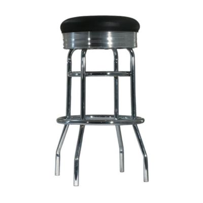 Image of Chrome Stool with Black Seat